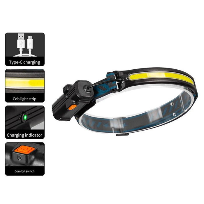 W691-2 Mini LED Headlight Motion Sensor Outdoor COB Headlamp for Hiking Camping Fishing - 2