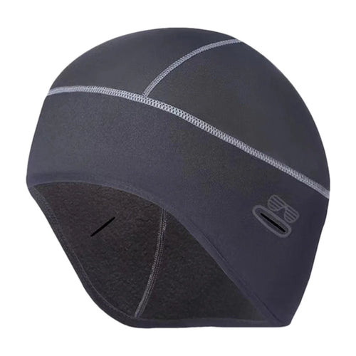 Soft Combine Fabric Winter Beanie Hat Thermal Warm Hat Cycling Skiing Cap with Glasses Hole for Men and Women - Black - 1