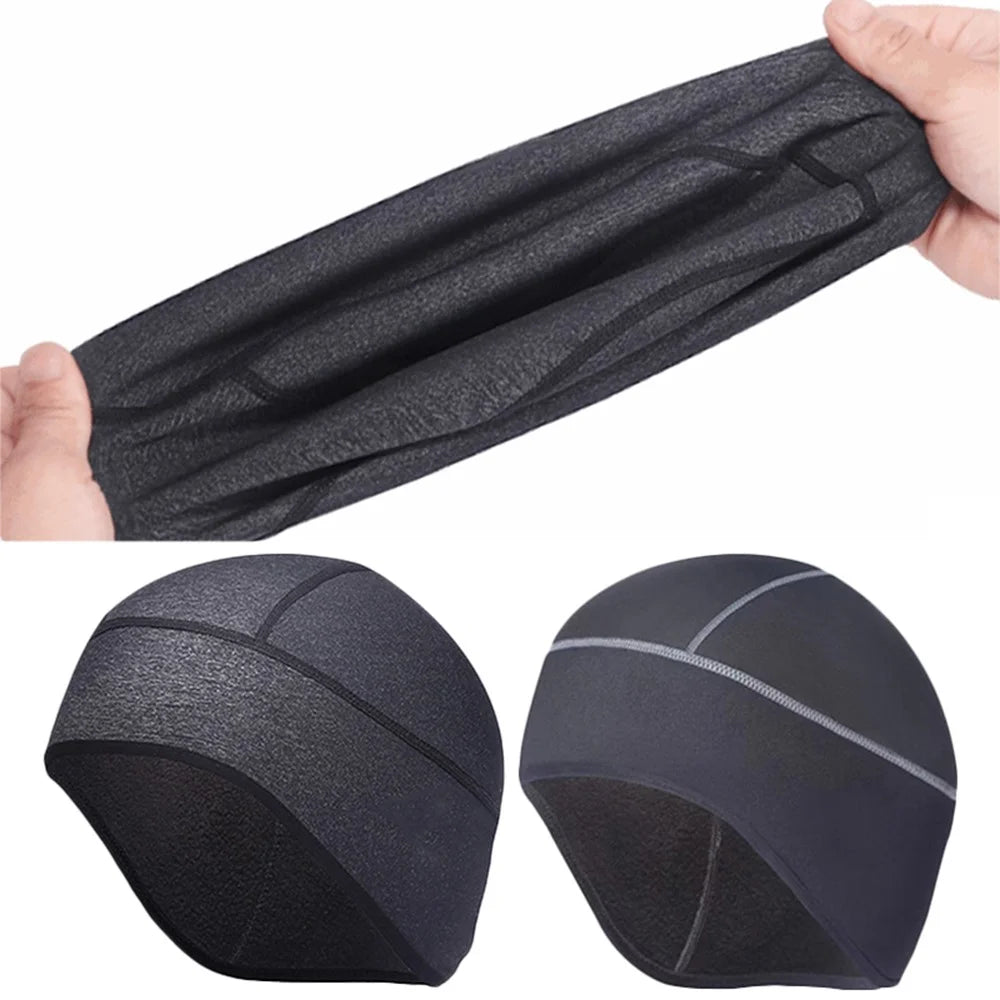 Soft Combine Fabric Winter Beanie Hat Thermal Warm Hat Cycling Skiing Cap with Glasses Hole for Men and Women - Black - 2