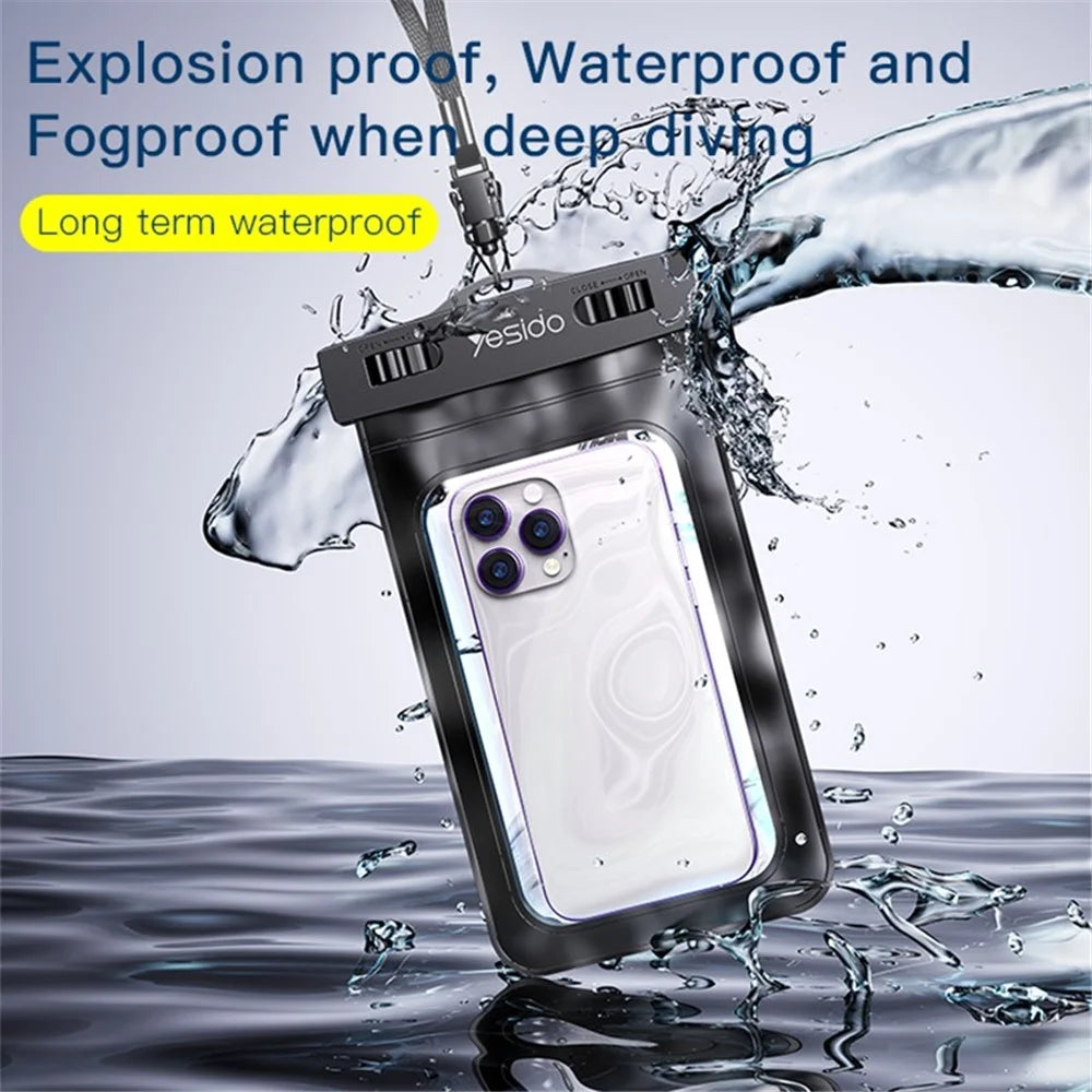 YESIDO WB10 PVC+ABS IPX8 Waterproof Phone Pouch for 6.8-inch Cell Phone Dry Bag with Strap for Outdoor Swimming - 3