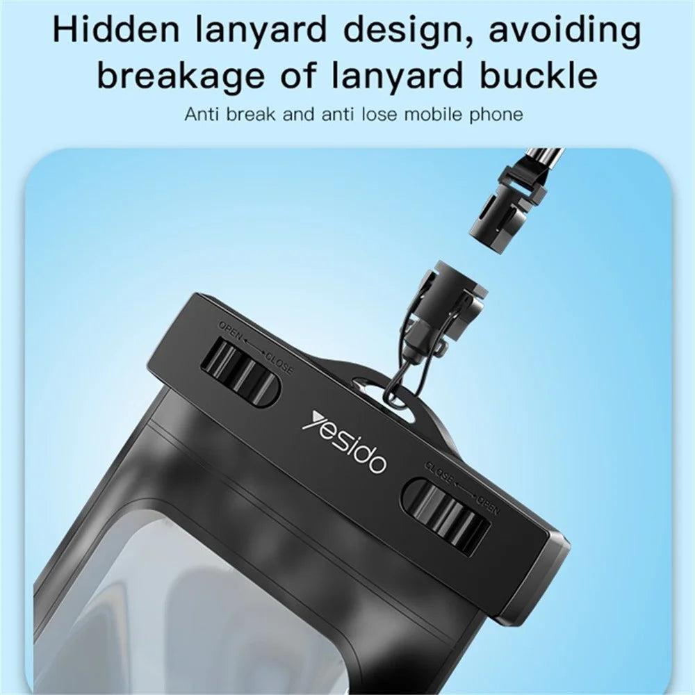 YESIDO WB10 PVC+ABS IPX8 Waterproof Phone Pouch for 6.8-inch Cell Phone Dry Bag with Strap for Outdoor Swimming - 6