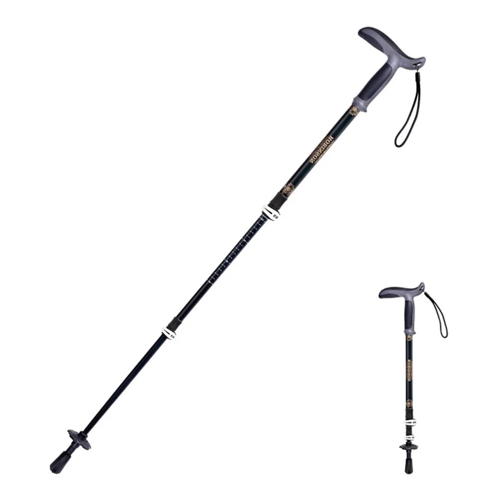 REBORNSUN RBQY0623 Backpacking Carbon Fiber Trekking Pole Camping 3-Section 51-100CM Outdoor Walking Stick - Black - 1