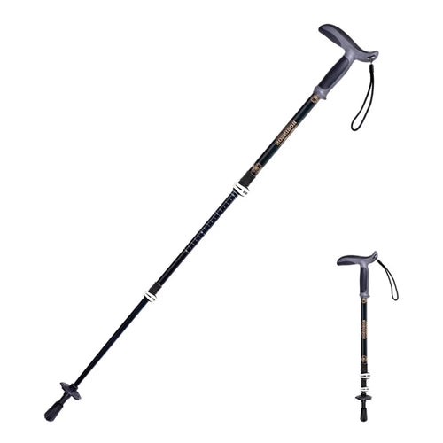 REBORNSUN RBQY0623 Backpacking Carbon Fiber Trekking Pole Camping 3-Section 51-100CM Outdoor Walking Stick - Black - 1