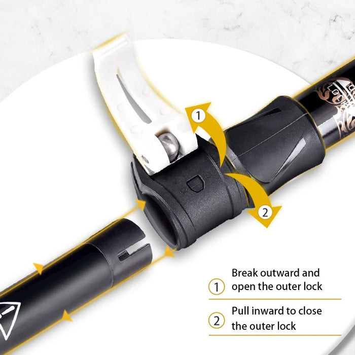REBORNSUN RBQY0623 Backpacking Carbon Fiber Trekking Pole Camping 3-Section 51-100CM Outdoor Walking Stick - Black - 3