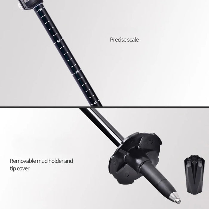 REBORNSUN RBQY0623 Backpacking Carbon Fiber Trekking Pole Camping 3-Section 51-100CM Outdoor Walking Stick - Black - 5