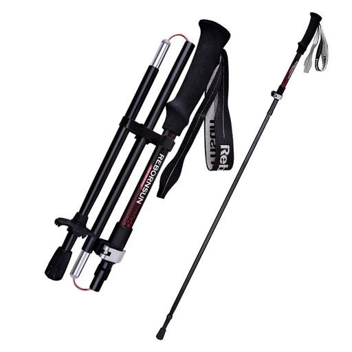 REBORNSUN Carbon Fiber+Aluminum Alloy Trekking Poles Ultra-Light Foldable Walking Hiking Stick - Black - 1