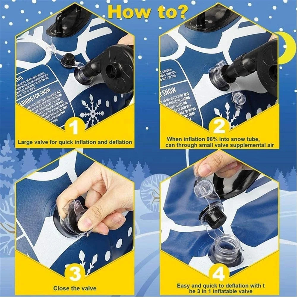 120cm PVC Thickened Inflatable Sled Snowflake Heavy Duty Snow Tube for Outdoor Sledding - 5