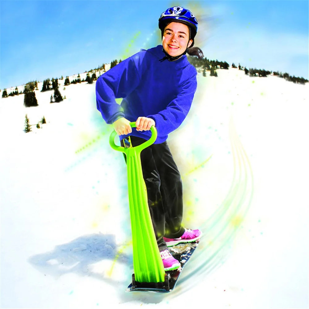 Portable Foldable Kids Ski Board Snow Sledge Outdoor Children HDPE Sleigh Sled - Blue - 6