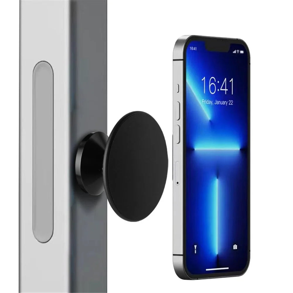 Aluminum Alloy Dual Magnetic Cell Phone Holder Phones Rotating Stand for Gym - Black - 2