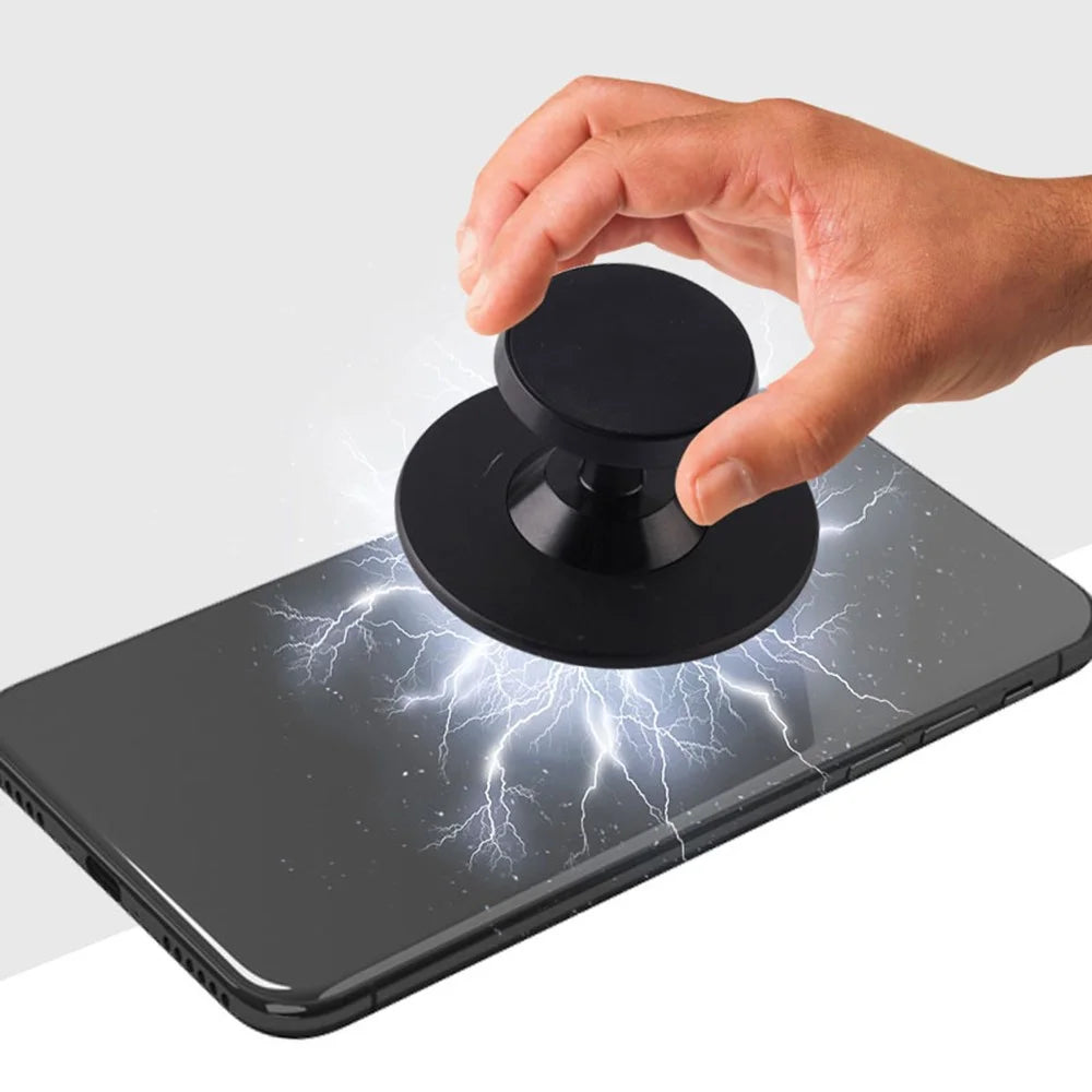 Aluminum Alloy Dual Magnetic Cell Phone Holder Phones Rotating Stand for Gym - Black - 5