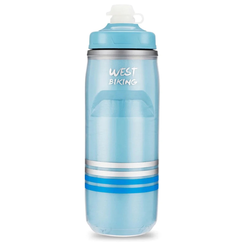 WEST BIKING YP0721046 Sport Insulated Water Bottle Cycling Squeeze PP5 Water Container 620ml (BPA Free, No FDA Certificate) - Blue - 1