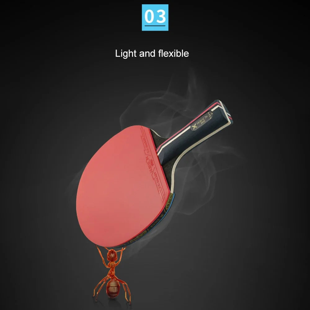HUIESON HS-D-P01 3-Star Wood Table Tennis Bat Racquet Beginner Ping Pong Paddle with Balls - Handshake Grip - 4