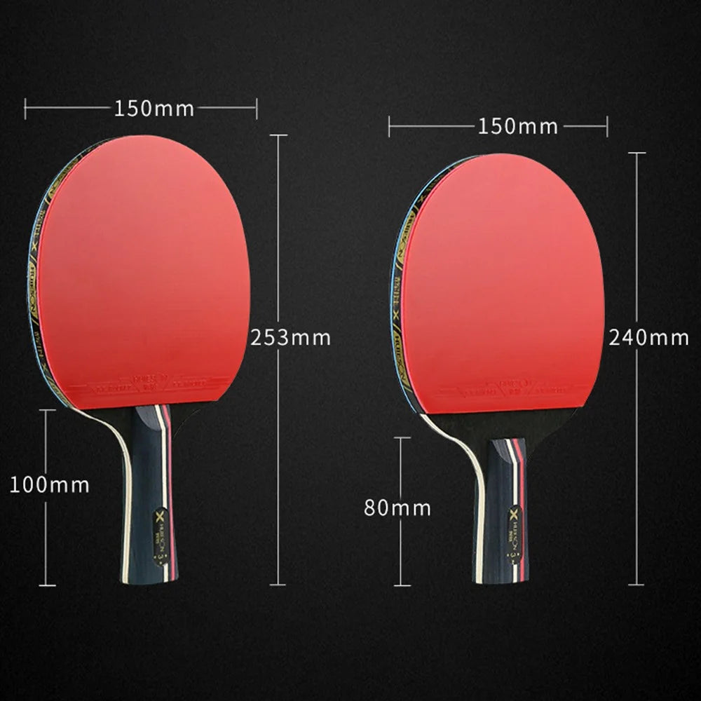 HUIESON HS-D-P01 3-Star Wood Table Tennis Bat Racquet Beginner Ping Pong Paddle with Balls - Handshake Grip - 5