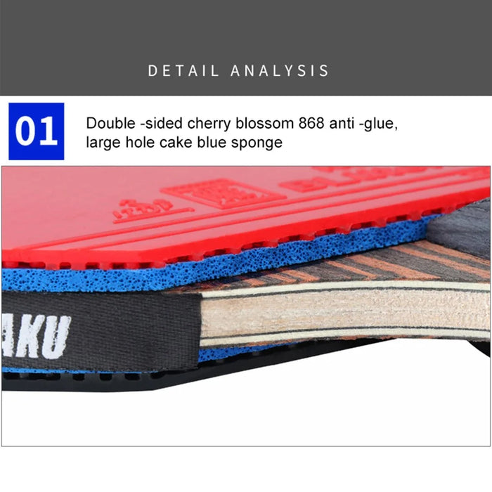 KOKUTAKU 2PCS  /  Set 6-Star Table Tennis Racket Beginner Ping Pong Paddle with Carry Case - Handshake Grip - 4