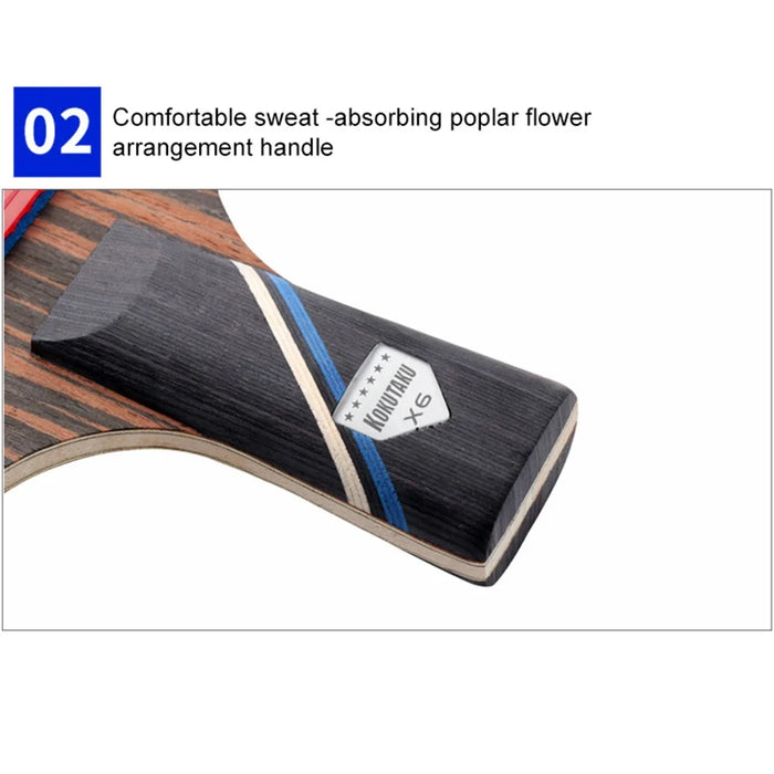 KOKUTAKU 2PCS  /  Set 6-Star Table Tennis Racket Beginner Ping Pong Paddle with Carry Case - Handshake Grip - 5