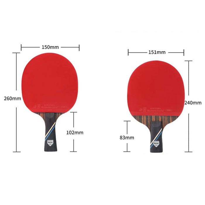 KOKUTAKU 2PCS  /  Set 6-Star Table Tennis Racket Beginner Ping Pong Paddle with Carry Case - Handshake Grip - 7