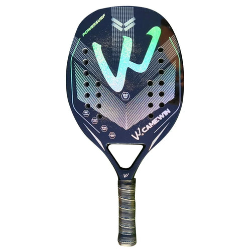 CAMEWIN 4006 Tennis Paddle Racquet 3K Carbon Fiber+Soft EVA Beach Tennis Racket, with Wristband + 2 Grip Tape - Black+Silver - 1
