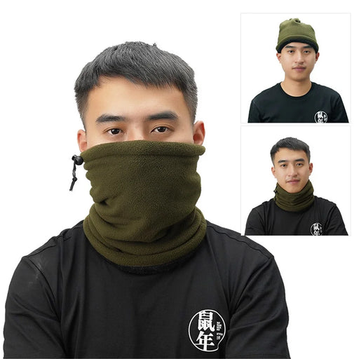 AOTU Multifunctional Winter Outdoor Cycling Skiing Face Mask Dual Layer Thermal Fleece Neck Gaiter - Army Green - 2
