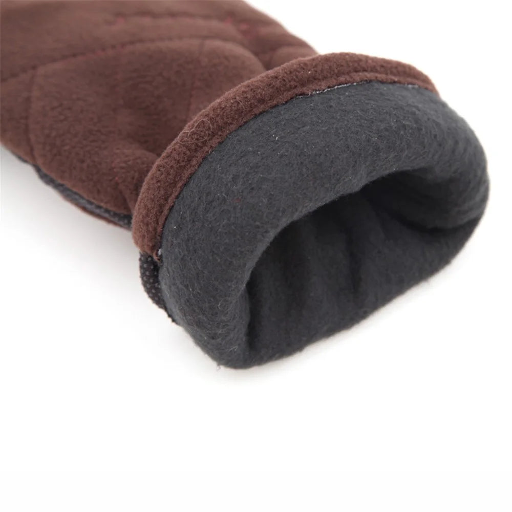 AOTU 1 Pair Winter Outdoor Skiing Cycling Polar Fleece Warm Gloves Windproof Anti-skid Full Finger Gloves - Coffee - 6