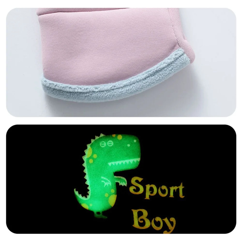 AOTU 1 Pair Winter Children Waterproof Gloves Kids Sports Reflective Fleece Lining Mittens (For 8-13 Years Old) - Pink - 6