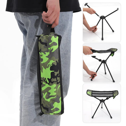 HALIN Portable 600D Oxford Cloth Folding Camping Chair Footrest Leg Rest for Hiking Fishing - Army Green Camouflage - 2
