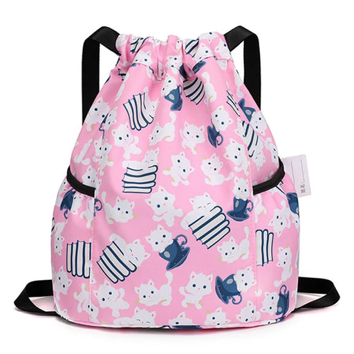HALIN Children Cartoon Backpack Outdoor Camping School Drawstring Shoulder Bag - Cat - 1