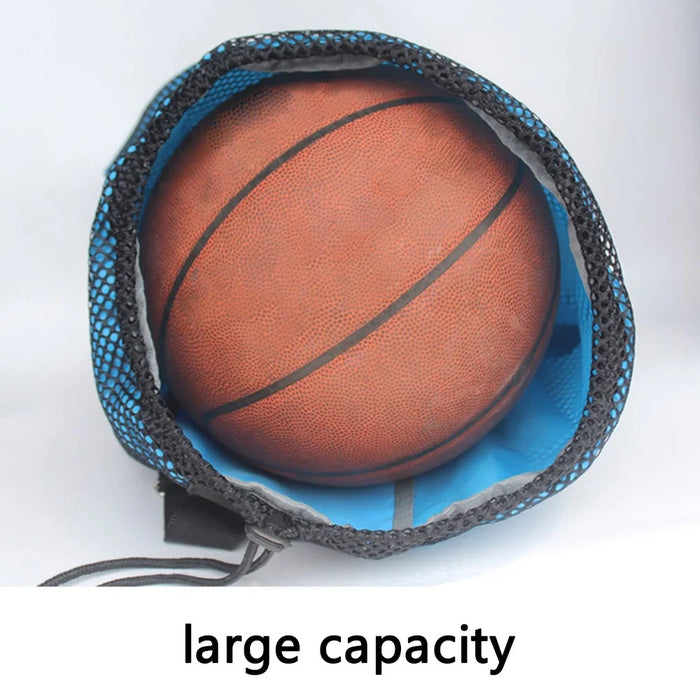 HALIN Nylon Kids Drawstring Bag Backpack Football Sports Gym Backpack - Blue - 3