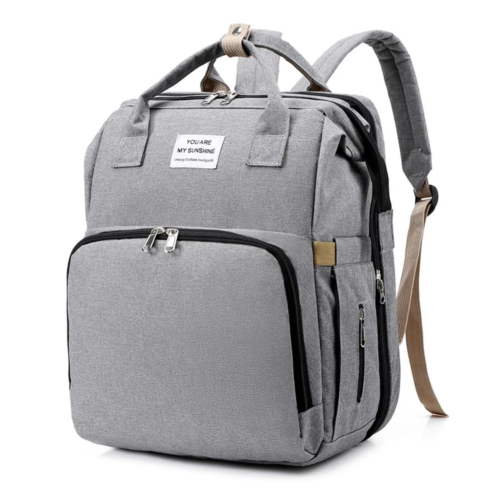 AOTU Baby Diaper Large Oxford Cloth Mommy Backpack Maternity Bag with Baby Sleeping Mat Bed Design - Grey - 1