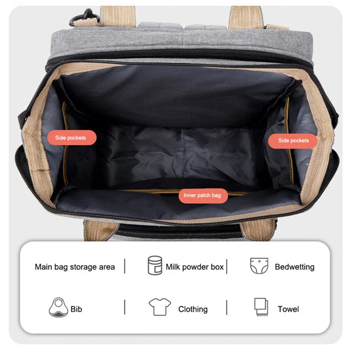 AOTU Baby Diaper Large Oxford Cloth Mommy Backpack Maternity Bag with Baby Sleeping Mat Bed Design - Grey - 3