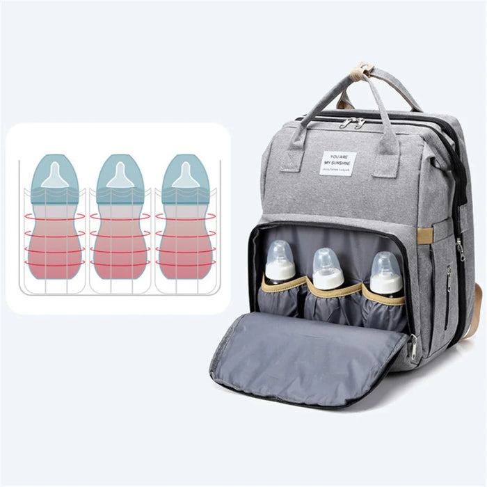 AOTU Baby Diaper Large Oxford Cloth Mommy Backpack Maternity Bag with Baby Sleeping Mat Bed Design - Grey - 6