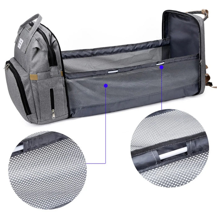 AOTU Baby Diaper Large Oxford Cloth Mommy Backpack Maternity Bag with Baby Sleeping Mat Bed Design - Grey - 7