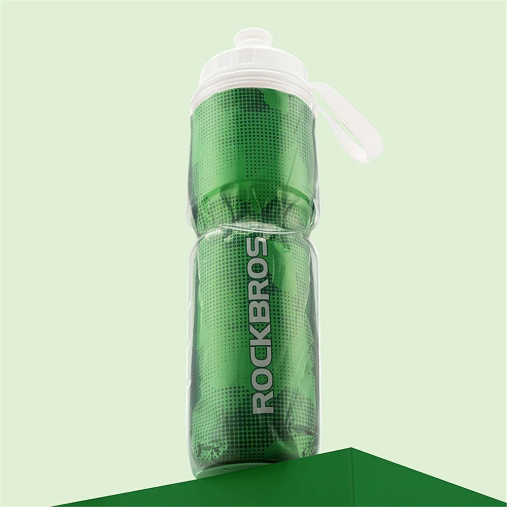 ROCKBROS BT65-1 670ml PP5+Silicone Insulation Water Bottle Cycling Squeeze Type Water Cup (BPA Free, No FDA Certification) - Green - 1