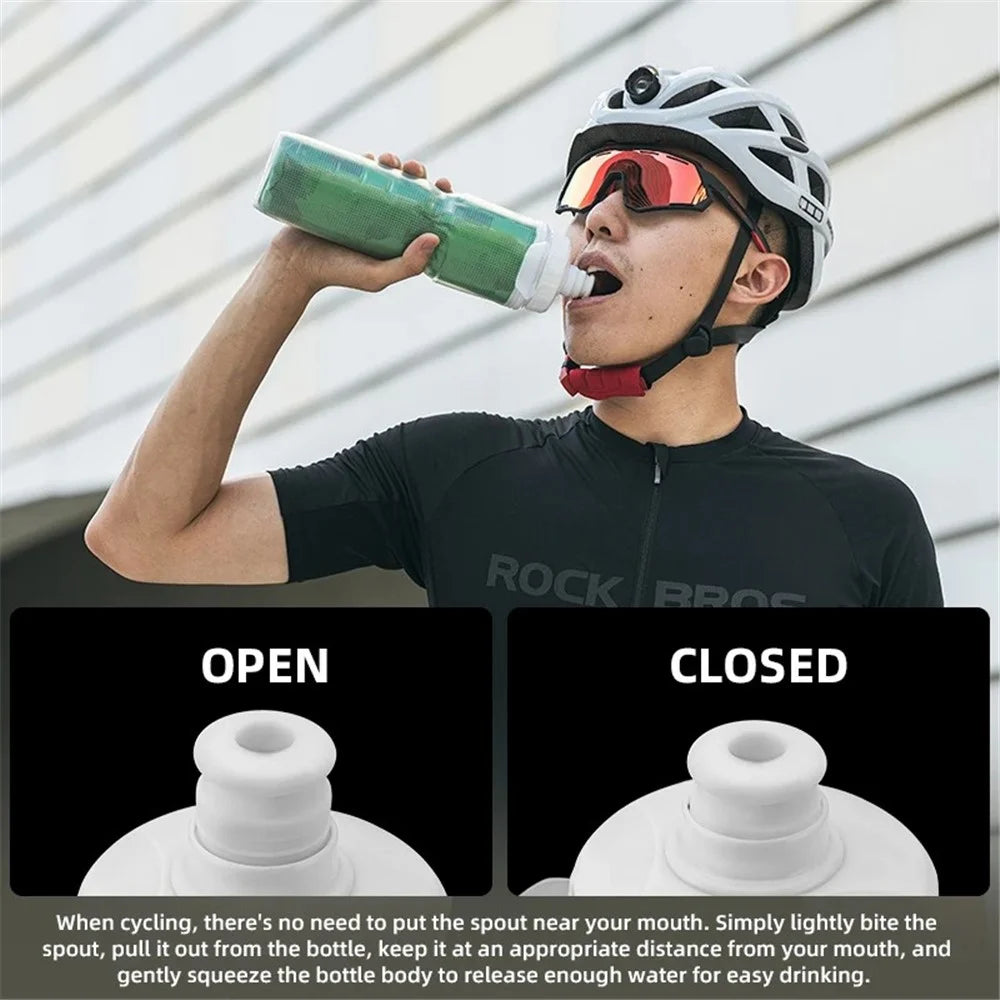ROCKBROS BT65-1 670ml PP5+Silicone Insulation Water Bottle Cycling Squeeze Type Water Cup (BPA Free, No FDA Certification) - Green - 3