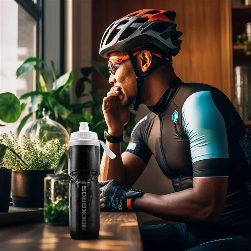 ROCKBROS BT65-1 670ml PP5+Silicone Insulation Water Bottle Cycling Squeeze Type Water Cup (BPA Free, No FDA Certification) - Green - 7