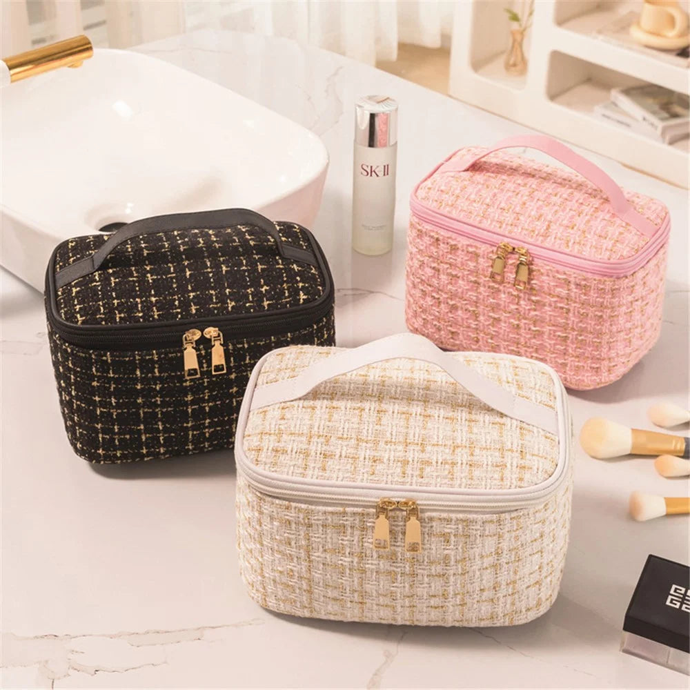 AOTU Cosmetics Bag Dual-Way Zipper Polyester Toiletry Bag Travel Supply Organizer for Makeup, Shampoo - Beige - 6