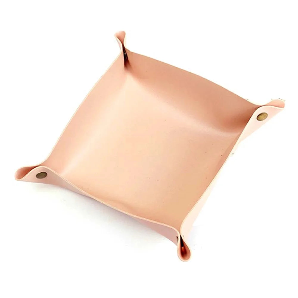 AOTU PVC Leather Camping Picnic Utensils Holding Tray Desktop Organizer Storage Box for Jewelry Key Coin - Pink - 1