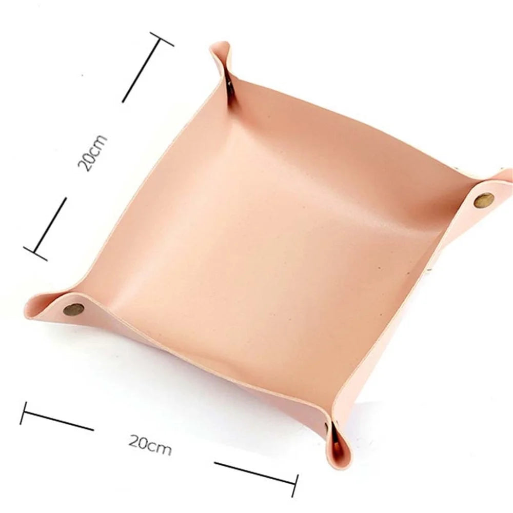 AOTU PVC Leather Camping Picnic Utensils Holding Tray Desktop Organizer Storage Box for Jewelry Key Coin - Pink - 5