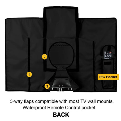 HALIN Waterproof Outdoor TV Screen Protection Cover Dustproof Polyester Protector for 55-58 Inch LCD LED - Black - 2