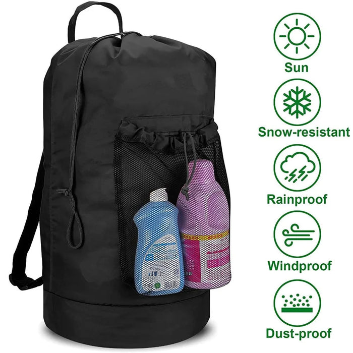 HALIN 600D Oxford Cloth Backpack Drawstring Closure Laundry Bag Dirty Clothes Carrying Pouch for Travel - 2