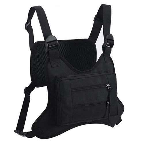 Outdoor Men Tactical Vest Bag Waterproof Polyester Multi-pockets Chest Bag - Black - 1
