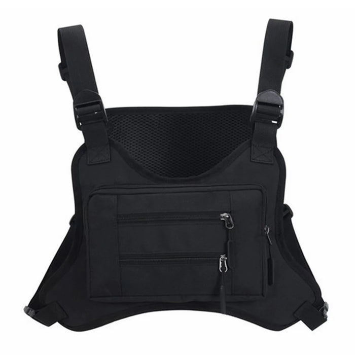 Outdoor Men Tactical Vest Bag Waterproof Polyester Multi-pockets Chest Bag - Black - 2