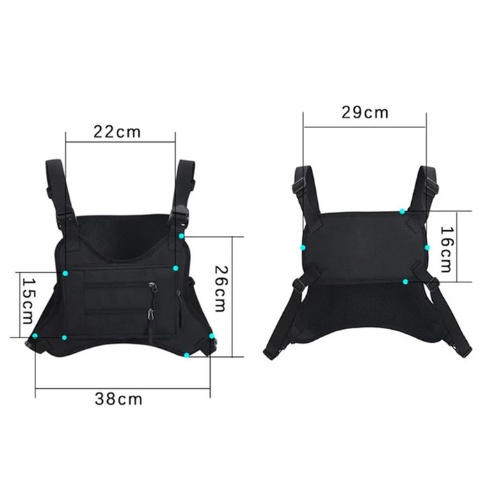 Outdoor Men Tactical Vest Bag Waterproof Polyester Multi-pockets Chest Bag - Black - 6