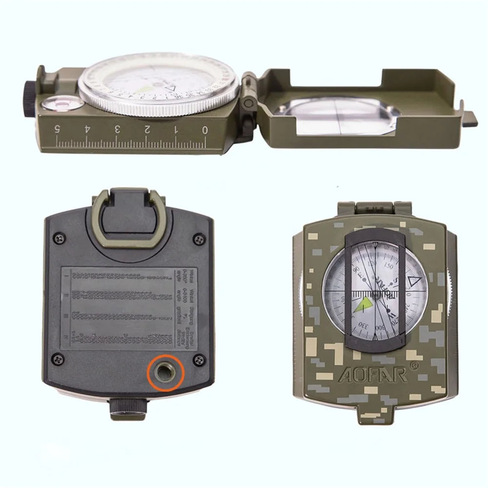 AOFAR AF-4580 Zinc Alloy Outdoor Compass Hiking Camping Fluorescent Compass - 4