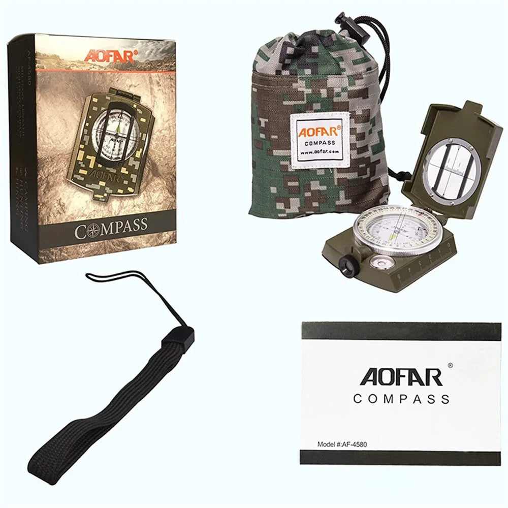AOFAR AF-4580 Zinc Alloy Outdoor Compass Hiking Camping Fluorescent Compass - 6