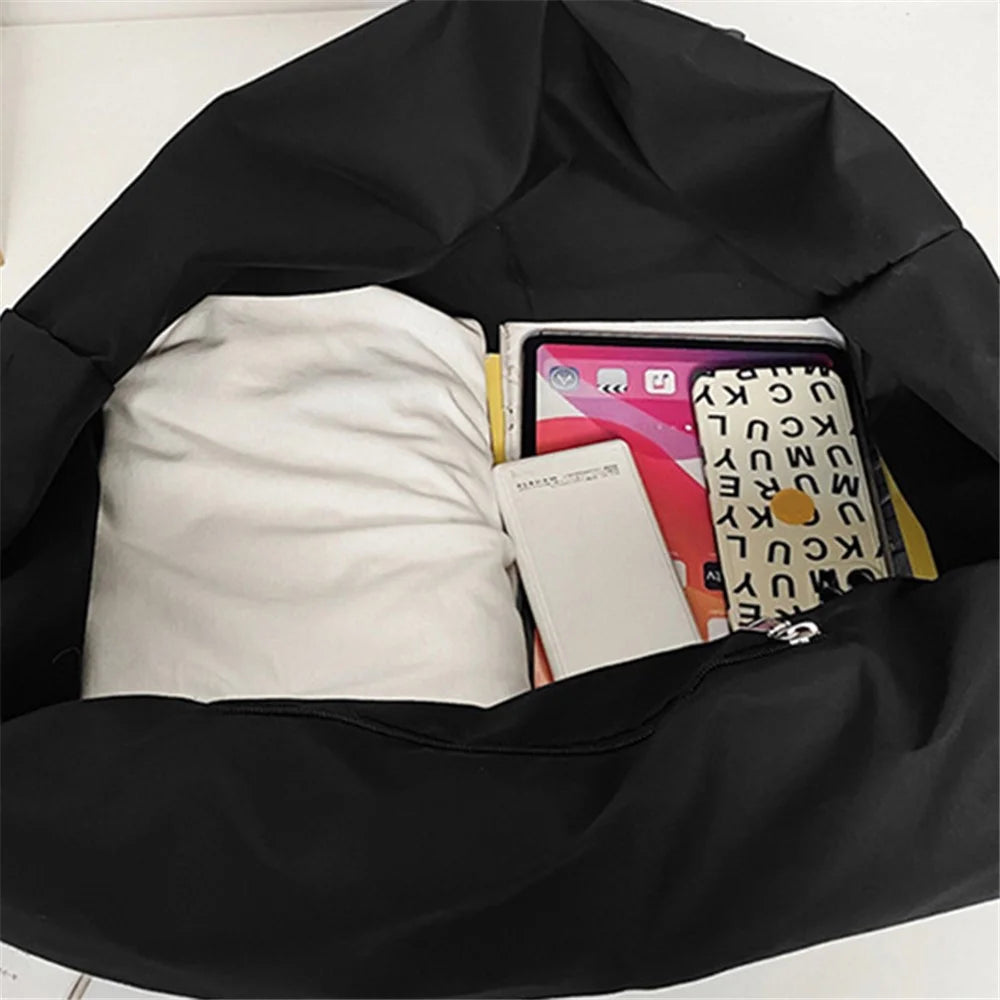 Large Capacity Oxford Cloth Sport Fitness Tote Crossbody Bag Travel Luggage Bag - Black - 6
