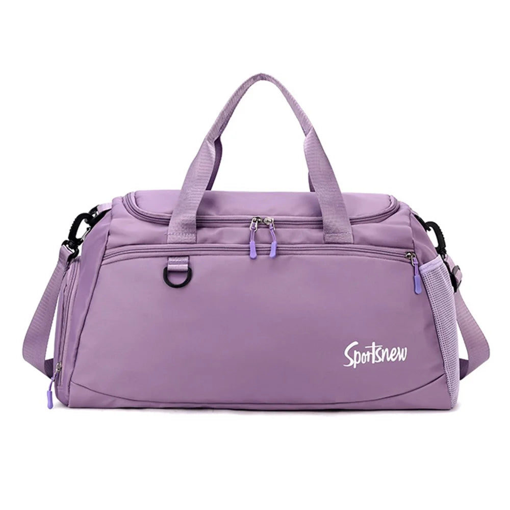 Oxford Cloth Unisex Waterproof Fitness Tote Crossbody Bag Large Capacity Travel Luggage Bag - Purple - 1