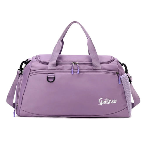 Oxford Cloth Unisex Waterproof Fitness Tote Crossbody Bag Large Capacity Travel Luggage Bag - Purple - 1