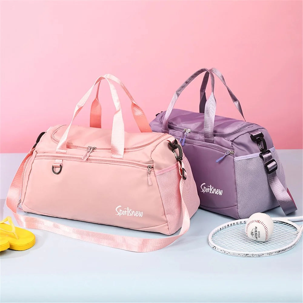 Oxford Cloth Unisex Waterproof Fitness Tote Crossbody Bag Large Capacity Travel Luggage Bag - Purple - 2