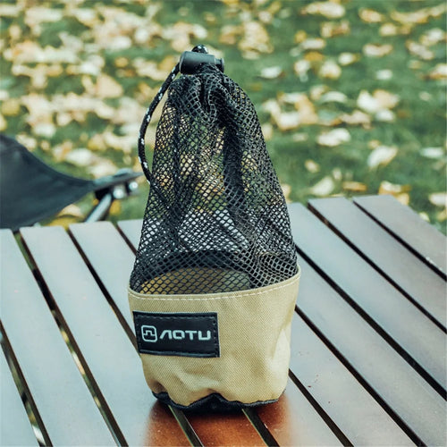 AOTU Outdoor Cup Storage Bag Drawstring Oxford Cloth Waterproof Bottle Carrier Mesh Pouch with Buckle - 1
