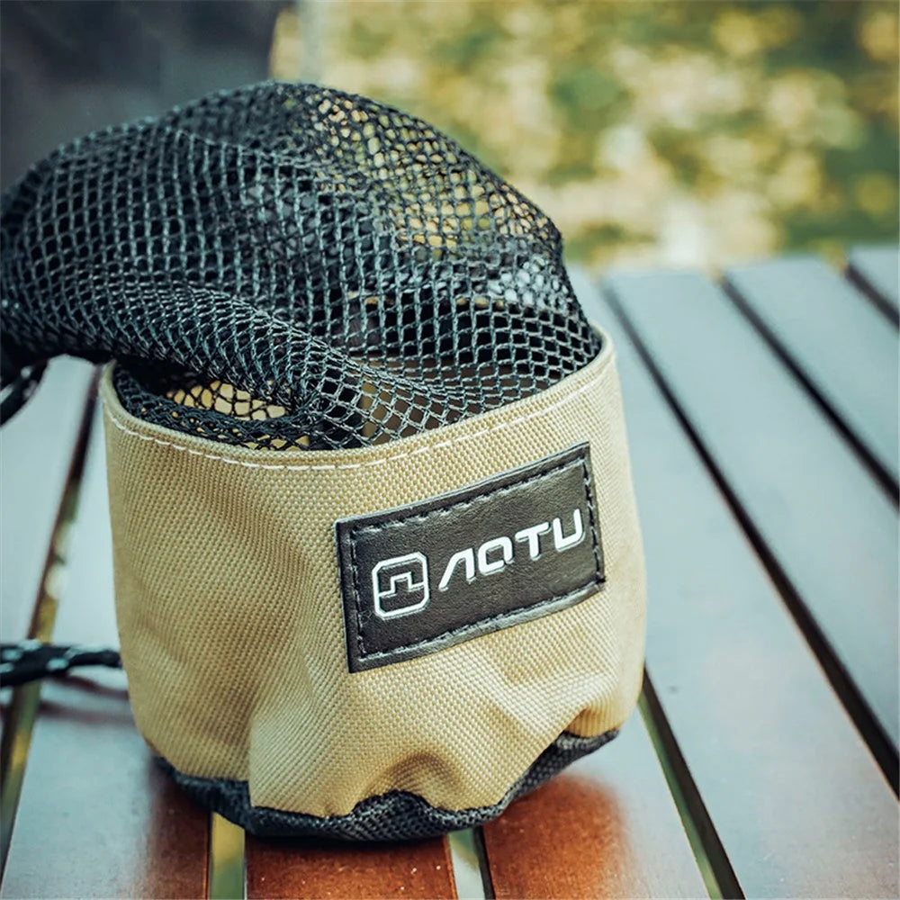AOTU Outdoor Cup Storage Bag Drawstring Oxford Cloth Waterproof Bottle Carrier Mesh Pouch with Buckle - 4